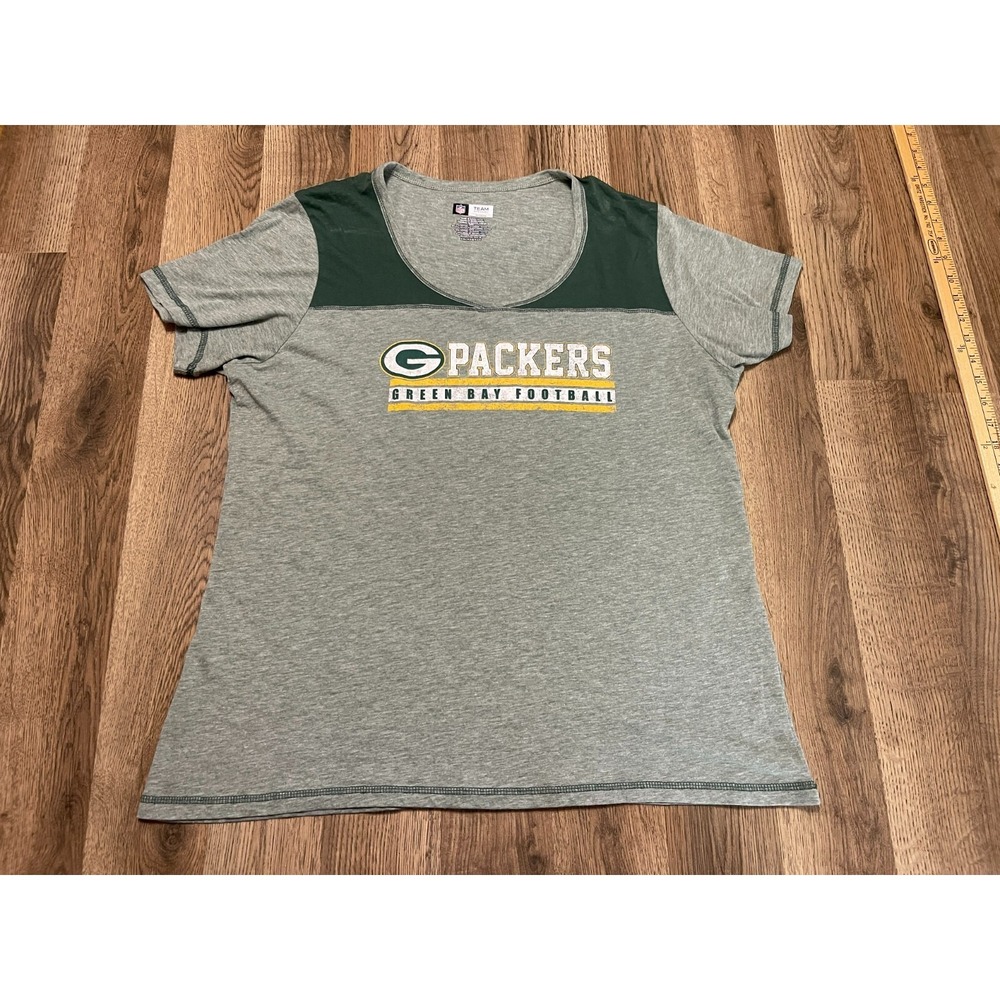 Team Apparel Shirt, Women's Size XXL, Gray, Green Bay Packers, NFL